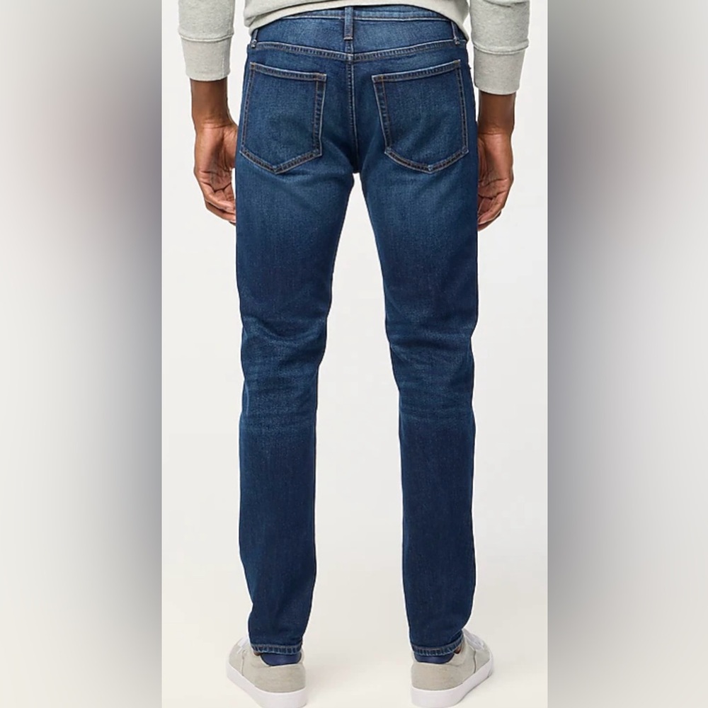 J Crew Flex Straight Fit Mens Dark Wash Jeans W34 L34 Stretch Denim - Picture 3 of 9